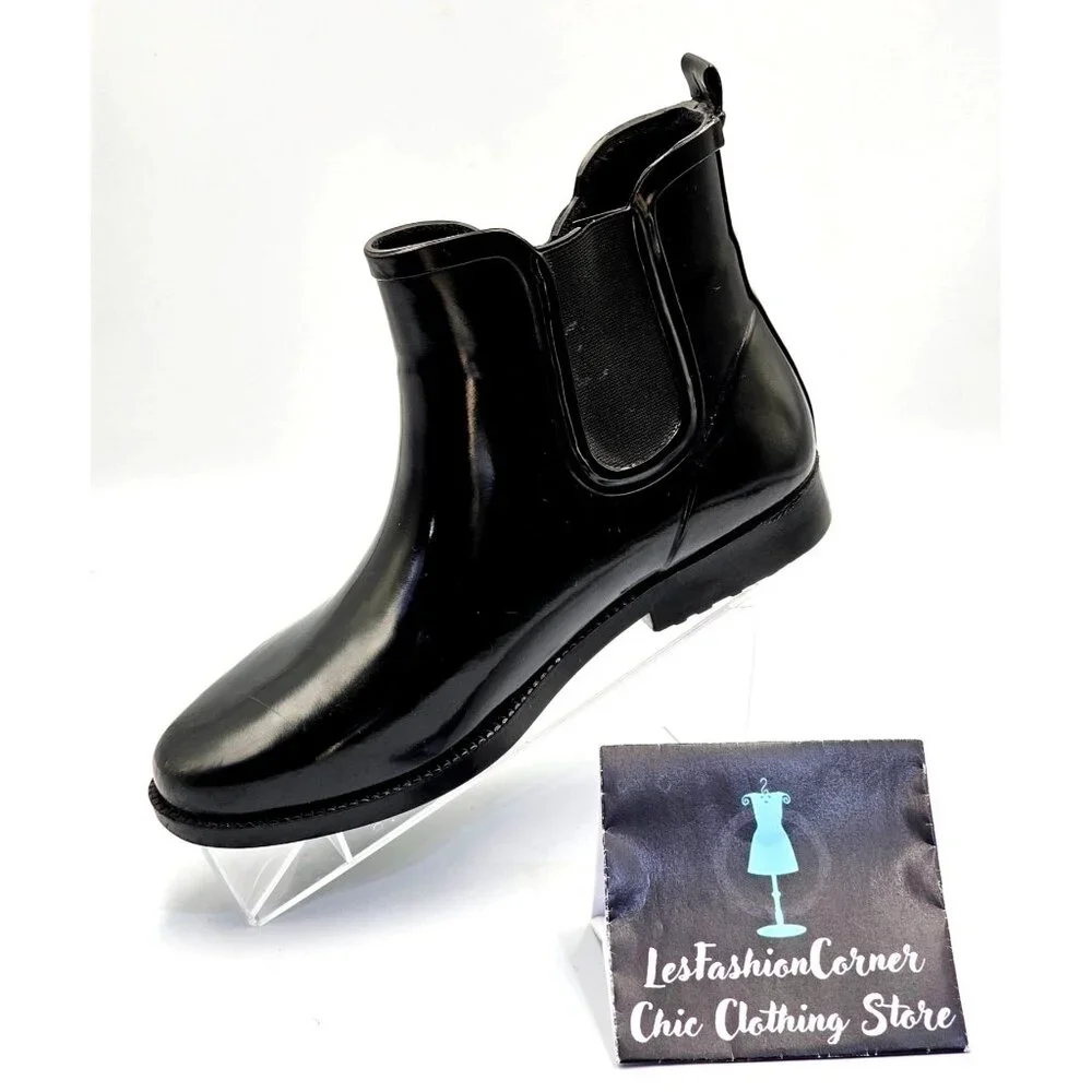 Michael Kors Women's Black Rubber Waterproof Chelsea Rain Boots Size 8 2378 - Picture 14 of 16